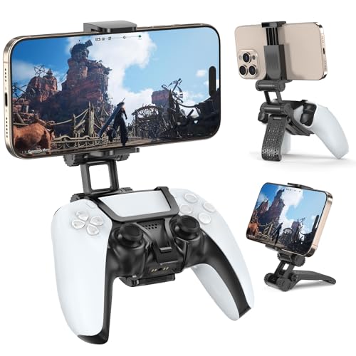 Rysker PS5 Controller Handy Halterung, PS5 Controller Phone Mount Clip für Playstation 5, PS5 Controller Smartphone Halterung für PS5 Dualsense Griffclip