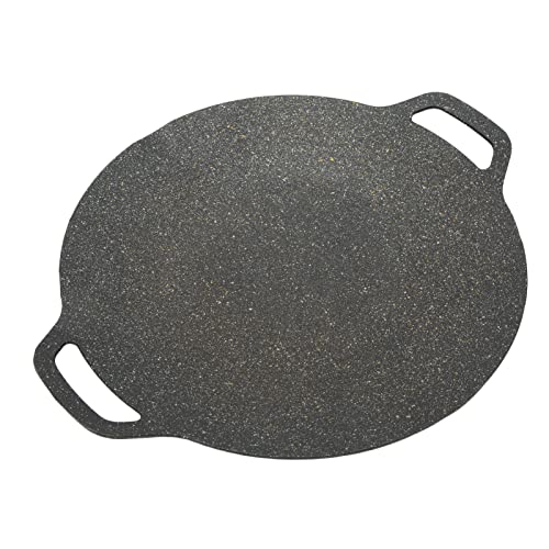 Atyhao Koreanische Grillplatte, Innengrills & Raclettes Elektrische Küchengerte für Grillpartys, Koreanische Grillpfanne mit Doppelgriff (38cm)