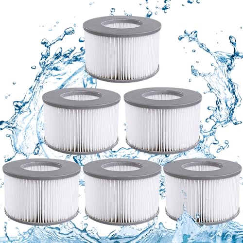 6 Stück Ersatzfilter für MSPA, Whirlpool zubehör für MSPA Whirlpool Ersatz Filter Filterkartusche Wasserfilter, Filter für Whirlpool, Kompatibel mit Mspa Filter für MSPA FD2089 Aufblasbare Pools