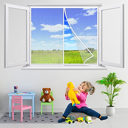 Insektenschutz BalkonFenster, 150x100 cm Magnetischer Fliegenvorhang Moskitonetz, Magnet Fliegenvorhang, für Küche Wohnzimmer Schlafzimmer, Weiß P
