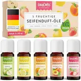 EasyCrafts® Seifenduftöl BIO - Seifen Duftöl Set aus 5 x 10 ml fruchtige Düfte zum Seife selber machen Set - Geeignet für die Seifenherstellung mit Glycerinseife & Shea-Butter - Vegan Made in Germany