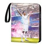 Oirigaga Fussball Sammelkarten Album, Fußball Karten Sammelalbum mit Reißverschluss Tragegriff 4 Taschen 50 Seiten, 400 Karten Sammelmappe Sammelheft Sammelbuch, Sport Karten Heft Ordner Buch Mappe