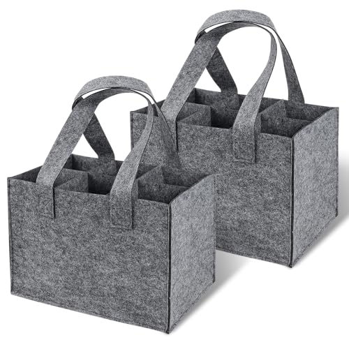 Lnjya 2 Stück Flaschentasche,Flaschenträger 6 Flaschen, Flaschentasche 6 Flaschen,Männerhandtasche aus Filz,Filztasche Weinflasche Tasche,Flaschenkorb