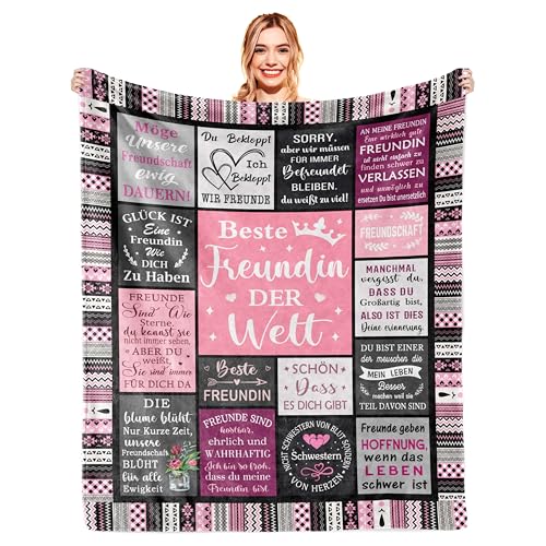 Beste Freundin Geschenke, Geschenk Beste Freundin Geburtstag, Bestie Freundschaft Geschenke, Freundinnen Geschenkideen Geschenk, Geburtstagsgeschenk für Frauen Frau, Beste Freundin Decke 150x130CM