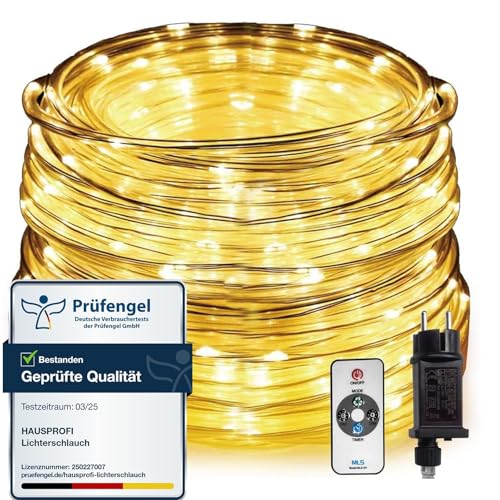 HAUSPROFI Led Lichterschlauch 30m 600LEDs lichterkette mit Fernbedienung für Innen Außen Strombetrieben 8 Mode Helligkeit dimmbar led Schlauch Lichtschlauch für Weihnachten, Party, Warmweiß, Ø5mm