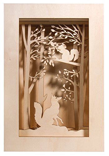 Rayher Holzbausatz 3D-Motivrahmen Wald, Birkenholz FSC zertifiziert, natur, 20 x 30 cm, Tiefe 6,6 cm, Set 15teilig, zum Basteln und Bemalen, 46301000