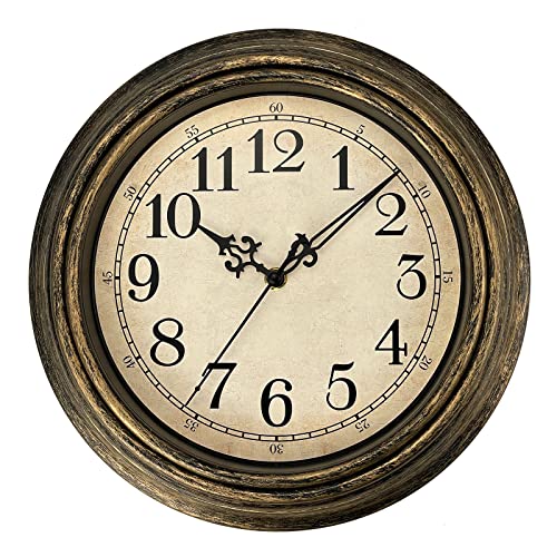 Plumeet Wanduhr Klassisch 30cm Ruhige Retro Wanduhr ohne Tickgeräusche für Wohnzimmer - Schlafzimmer - Batteriebetrieben (Arabische Ziffern)