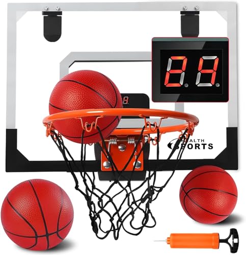 Mini Basketballkorb Indoor - Basketballkorb für Zimmer mit 3 Ball Kinder Mini Hoop mit Elektronische Anzeigetafel Outdoor Wandmontage für Schlafzimmerbüro
