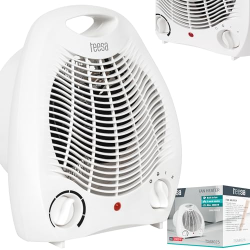 Teesa TSA8025 Heizlüfter 3 Funktionsmodi, 2 Heizstufen (1000W, 2000W), einstellbarer Thermostat, Überhitzungsschutz, weiß