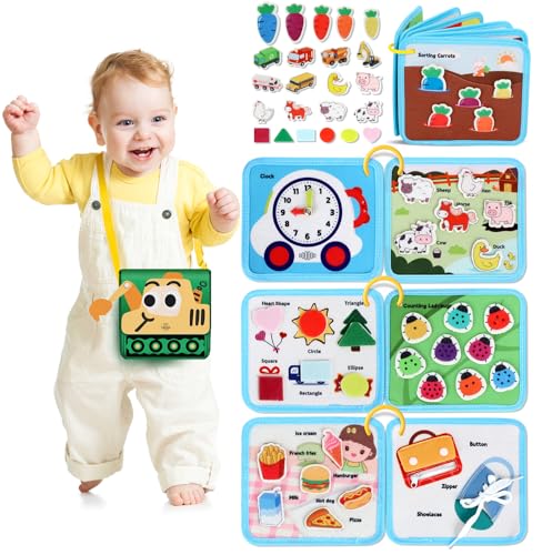 Lehoo Castle Busy Board Montessori Spielzeug ab 1 2 3 Jahre, Activity Board Motorikspielzeug, 12 in 1 Busy Quiet Book, Geschenk Junge Mädchen, Baby Lernspielzeug Motorikbrett für Reise Auto Flugzeug