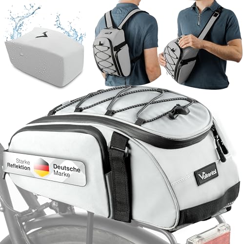 Valkental® 3in1 Fahrradtasche für Gepäckträger mit Kühlfunktion - 10L Volumen - Isolierende Gepäckträgertasche mit Rucksackfunktion - Wasserfest & Reflektierend - Mit Tragegriff - Geprüfte Qualität
