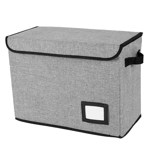 Foppla Dokumentenbox, Comicbuch-Aufbewahrungsbox, faltbar, waschbar, integrierte Comicbuch-Box, Comicbuch-Organizer mit Griff, geschlossener Deckel für Zuhause, Büro (grau)