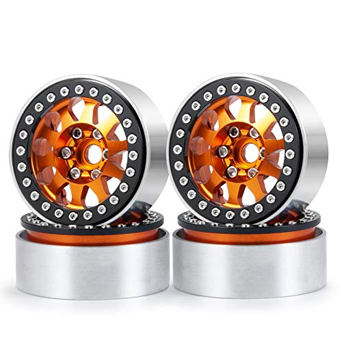 ZuoLan XUNJIAJIE 4 Stück Aluminum Alloy 1,9 RC Felge Felgenringe Beadlock Radfelge für 1/10th RC Crawler SCX10 II,SCX10 iii AXI03007,TRX4,D90 Modell-Auto
