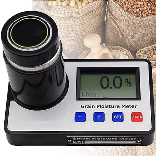 Getreide-Feuchtigkeitstester, intelligentes Getreide-Feuchtigkeitsmessgerät für 18 Getreide, Weizen, Mais, Kaffee, Kakao, Leinbohnen, Sojasamen, Reis, Mandeln, Erdnüsse, Sesam