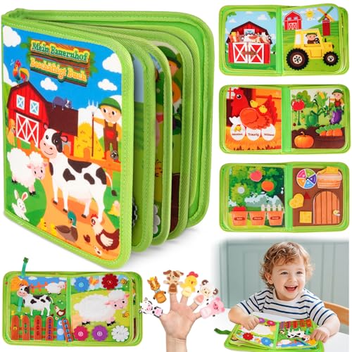 Busy Board Spielzeug ab 1 2 3 Jahre Junge: Geschenk Junge Mädchen 1-2-3-4 Jahre Montessori Kinderspielzeug ab 1-3 Baby Bauernhof Busy Book ab 1+ Geburtstagsgeschenk für Mädchen Junge Motorikspielzeug