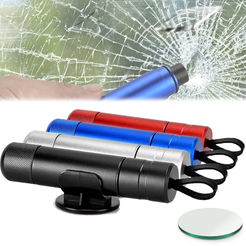 Safe Pro X FüR Autoscheiben, Safe Pro X Auto, Notfallhammer Auto Mit Gurtschneider, Fahrgestell und Testglas, Notfallhammer & Gurtenschneider FüR Autoscheiben FüR Land Und Unterwasser (4PCS Mix)