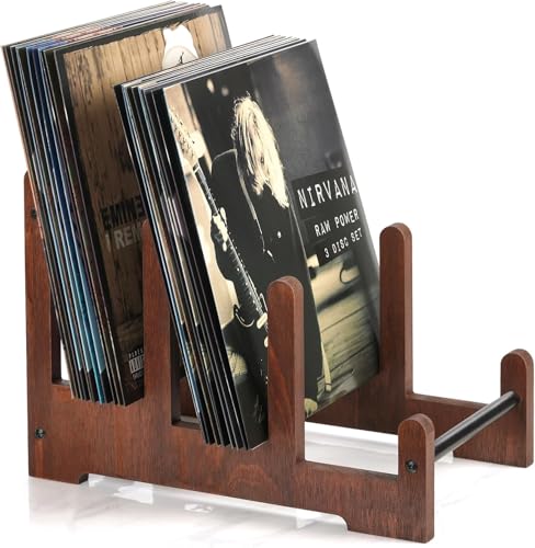 QILICZ Schallplattenständer,Prospekthalter Schallplatten Aufbewahrung Schallplatten Halter Ständer Zeitschriften Bücher - Schallplatten Deko Vinyl Regal 37x27x24cm