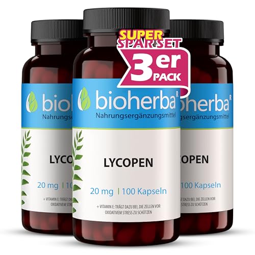 Lycopin Kapseln – 300 Stück mit 20 mg Lycopin und Vitamin E aus Tomatenextrakt von BIOHERBA PZN 19642793