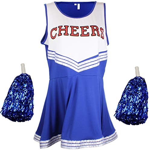 Cheerleader-Kostüm, Kostüm aus „High School Musical“ mit Pompoms, in 6 Farben und 5 Größen