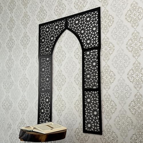 iwa concept Mihrab Wanddesign aus Holz, islamische Wandkunst, Gebetsraumdekoration, Einweihungsgeschenk für Muslime im Ramadan (XL)
