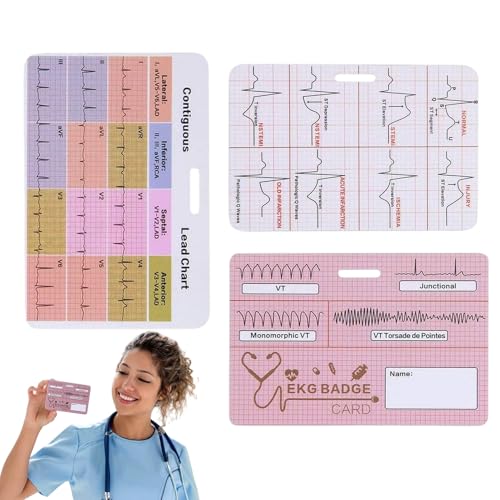 EKG -Abzeichen, EKG -Flash -Karten - Krankenschwester Referenzkarten - EKG -Abzeichen | Krankenschwester, 3x EKG Reference Guide Herzlaborwert Für ER USI Telemetrie RN Klinische Pflegezubehör