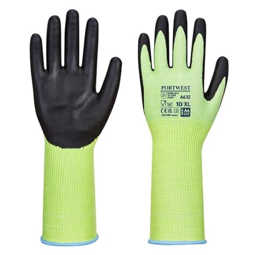 Schnittfester grüner Handschuh mit langer Manschette A632