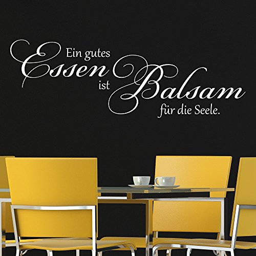 KLEBEHELD® Wandtattoo Ein gutes Essen ist Balsam für die Seele | Spruch für Küche oder Esszimmer | Größe 100x33cm, Farbe schwarz