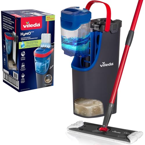 Vileda H2PrO Bodenwischer | 100% Trennung von Frisch- und Schmutzwasser | Wassersparendes Design | Einhandbedienung | Kompakte Aufbewahrung | Ergonomischer Griff | Mikrofaser | Eco-Verpackung