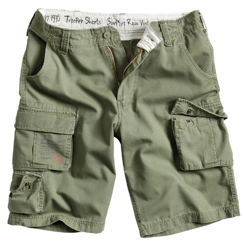 Surplus Raw Vintage Herren Cargo Trooper Shorts, Oliv, M