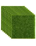 QWORK® 8 Stück Kunstrasen - 15x15cm - Modellbau Gras Fake Grass für Miniatur Landschaft, Basteln, Garten Terrasse Deko