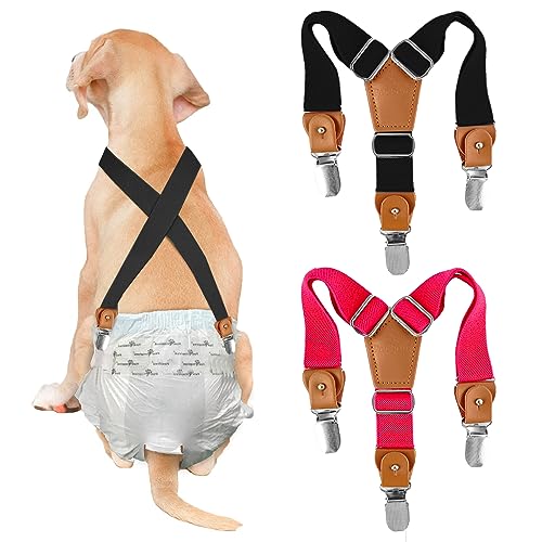 Hosenträger für Hundewindeln 2 Stück Welpen Hundewindel-Hosenträger Hunde-Hosenträger für Haustiere Dog Hunde-Windelgeschirr zum Fixieren Läufigkeitshose für Hündinnen Haustier-Kleidung(XS-S)