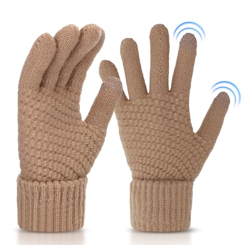 Abeillo Winterhandschuhe, Strickhandschuhe Touchscreen, Fahrradhandschuhe Herren, Touchscreen Handschuhe, Damen Sport Handschuhe, Thermohandschuhe, Handschuhe Winter für Damen und Herren (Khaki)