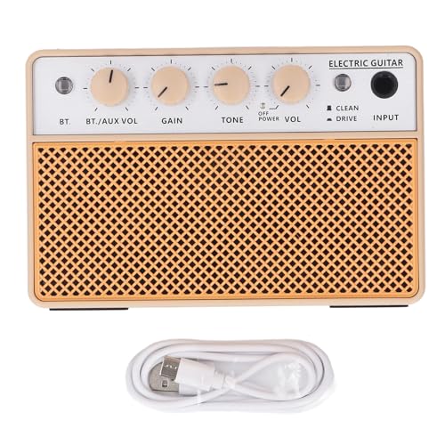 Gitarrenverstärker, 10 W, Tragbarer Wiederaufladbarer Verstärker, Übungsverstärker für E-Gitarre und Bass mit Clean- und Drive-Kanälen