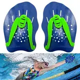 Paddles Schwimmen,Schwimmpaddel,Swimming Paddles Mit Verstellbaren Rieme,Handpaddel zum Schwimmen,Hand Paddl,Arena Hand Paddle Für Erwachsene,Kinder Sowie Für Anfänger,Erfahrene Schwimmer,Blau Grün