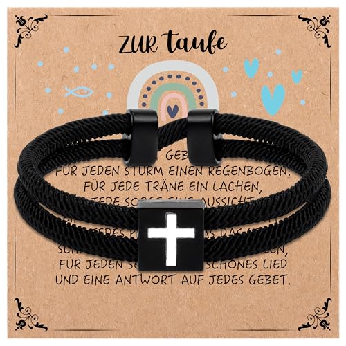 Taufgeschenke Jungen Kreuz Armband Taufe Geschenk Junge Patenkind Gastgeschenk Taufe Kinder Taufgeschenk für Jungs Originelle Christliche Geschenke zur Taufe