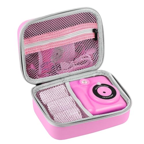 Auauraintt Kinderkamera Tasche,für Uleway, GlobalCrown,Gofunly, GREPRO,Ushining Mini Digital Kamera,Sofortbildkamera Aufbewahrungsbox für Kabel, Speicherkarte und Zubehör (nur Hülle) (Rosa)