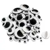 TOAOB 100 Stück Selbstklebend Wackelaugen Runde Schwarz Weiß 6mm bis 35mm Kunststoff Augen für Scrapbooking Kunsthandwerk Zubehör