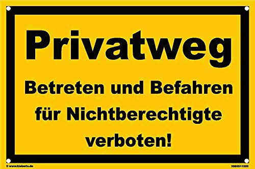 Kleberio® - Privatweg Betreten un Befahren für Nichtberechtigte verboten! - Schild Kunststoff Warnschild Verbotsschild Hinweisschild 20 x 30 cm mit Bohrlöchern