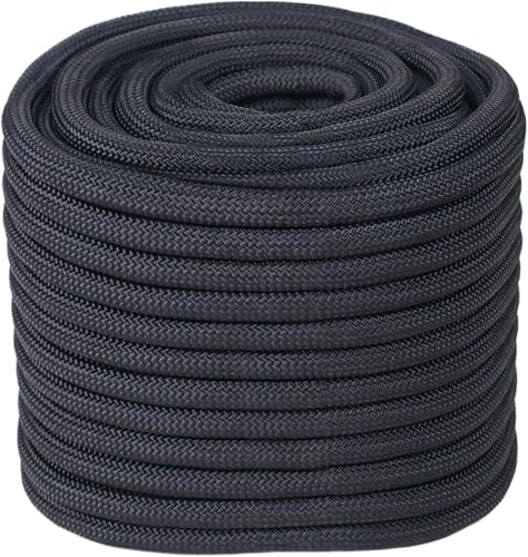 Abio Seil 4mm 10m Schwarz Wäscheleine Schnur Kordel Maurerschnur Nylonschnur Seile Outdoor Bundeswehr Ausrüstung Tau Rope Zeltschnur Spannseil Bootsleine Nylonseil Reepschnur Schwarz 4mm / 10m