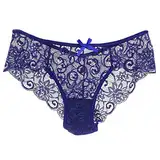 2025 Frauen-reizvolle Schlüpfer-Spitze-Ausschnitt-Hohle Taillen-reizvolle Schlüpfer Ski Unterwäsche Damen Set (Dark Blue, XL)