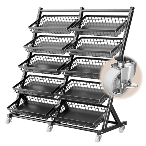 Metall Lagerregal Küche Display Ständer für Imbiss Kartoffel Zwiebel Erzeugnis Kommerzieller Gemüselagerungs-Organizer mit herausnehmbaren Körben(White,10 Frame)