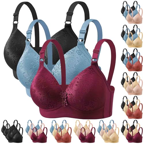 CSHE 3er Pack BH Damen ohne Bügel Push Up Bra Starker Halt Soft Dünnen Bustier Klassische Nahtlose BHS Set Bequemer Atmungsaktiv Bralette Verstellbar Unterwäsche für Alltag Kleidung