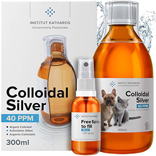 Silberspray Colloidal Silver 300ml 40ppm | Für Haustiere (Hunde, Katzen, Pferd) | Wundspray und Mittel Gegen Juckreiz (milben, grasmilben, herbstgrasmilben) | Pfotenpflege | 100% Natürliches Spray