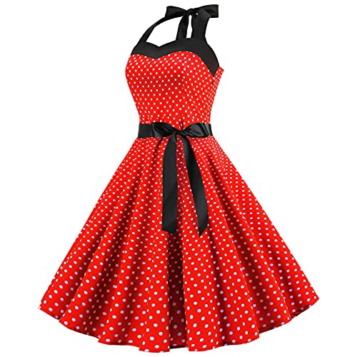 Awrvia Abendkleid Damen Lang Kurzarm Ballkleid Cocktailkleid Kurzarm Elegant Maxikleid Cocktail Partykleid Polka Dot Festkleid Hohe Taille Maxikleid Hohe Taille Cocktailkleider
