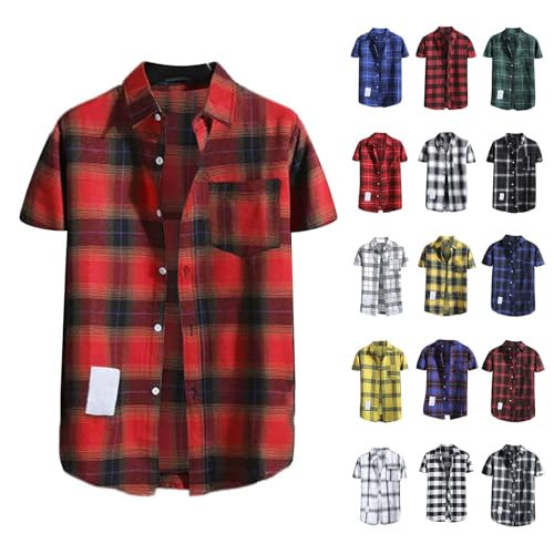 Kurzarmhemd Herren Kariertes Freizeithemden Für Herren Trachtenhemd Button Down Freizeithemd Regular Fit Check Shirt Kurzarm Karohemd Comfort Sommerhemd Herrenhemd Mit Brusttasche Overshirt