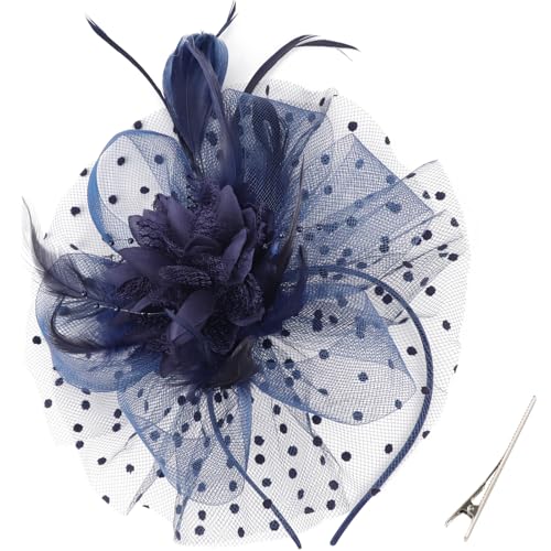 DRESHOW Fascinators Hut Feder Stirnband Damen Fascinators Tee Party Kopfbedeckung mit Clip Blume Stirnband für Mädchen & Damen