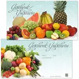 GESCHENKGUTSCHEINcom. 50 Formulare zum Erstellen eigener Gutscheinkarten für Obst-Geschäft Gemüse-Geschäft Handel. OG1701-50-V1
