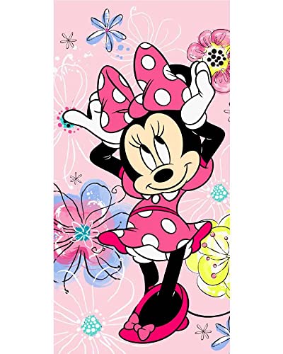 Jerry Fabrics Disney Minnie Mouse Duschtuch Strandtuch Badetuch 70 x 140 cm, Baumwolle , Mehrfarbig