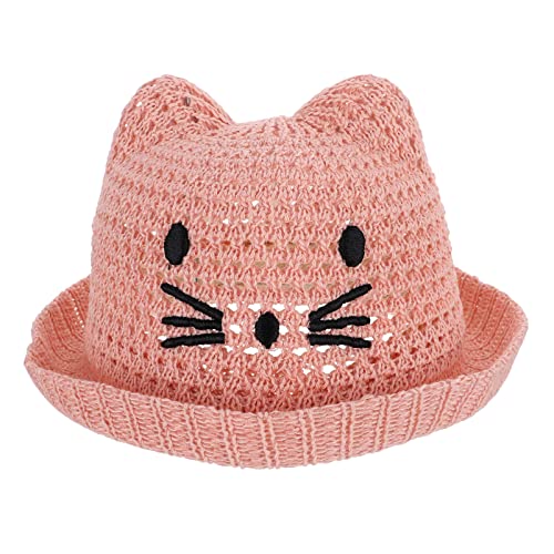 GALPADA Stroh Hüte Für Kinder Stricken Sommerhut Für Kinder Mädchen Hüte Fischer Fischerhut Katzenhut Fischerhut Für Mädchen Mädchenmütze Kleinkind Die Katze Baumwolle Polyester Reisekappe
