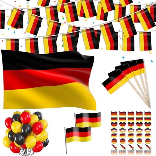 Deutschland Deko Dekoration Set,Deutschland Flagge Klein,Deutschland Fanartikel,6 Stück Deutschland Fußball Party Deko,Für Fußballspiele der Weltmeisterschaft und Deutscher Nationalfeiertag.